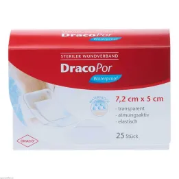 DracoPor su geçirmez yara örtüsü 5x7,2 cm steril, 25 adet