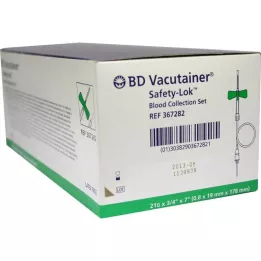 BD VACUTAINER Safety Lok 21 G 18 cm kan toplama seti, 50 adet