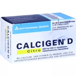CALCIGEN D Citro 600 mg/400 IU çiğneme tableti, 20 adet