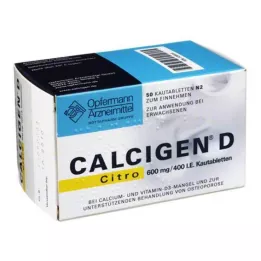 CALCIGEN D Citro 600 mg/400 I.E. çiğnenebilir tabletler, 50 adet