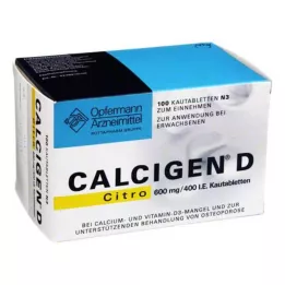 CALCIGEN D Citro 600 mg/400 I.E. çiğnenebilir tabletler, 100 adet