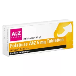 FOLSÄURE AbZ 5 mg tabletler, 20 adet