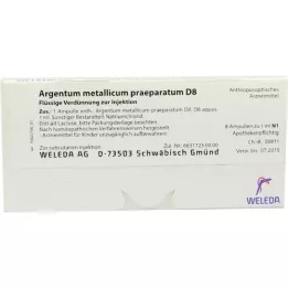 ARGENTUM METALLICUM praeparatum D 8 ampul, 8 adet