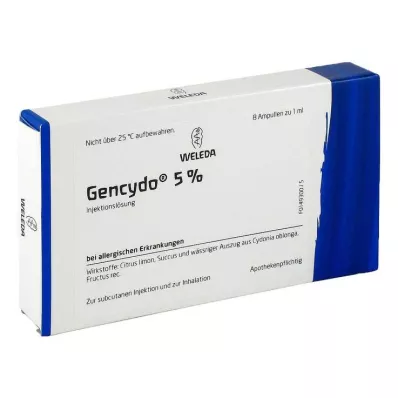 GENCYDO %5 enjeksiyon solüsyonu, 8 adet GENCYDO %5 enjeksiyon solüsyonu, 8 adet