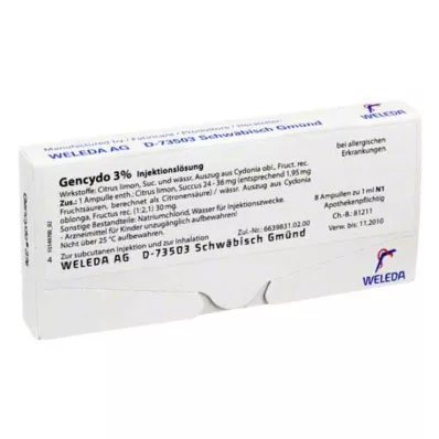 GENCYDO %3 enjeksiyon solüsyonu, 8 adet