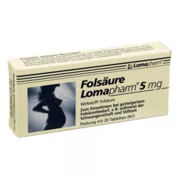 FOLSÄURE LOMAPHARM 5 mg tabletler, 20 adet