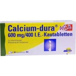 CALCIUM DURA Vit D3 600 mg/400 IU çiğneme tableti, 50 adet