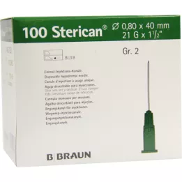 STERICAN Kanüller Luer-Lok 0.80x40 mm ebat 2 yeşil, 100 adet