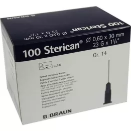 STERICAN Luer-Lok Kanüller 0,60x30 mm ebat 14 mavi, 100 adet