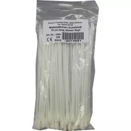 WATTESTÄBCHEN Plastik küçük kafa 15 cm, 100 adet
