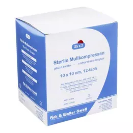MULLKOMPRESSEN 10x10 cm steril 12 katlı, 25X2 adet