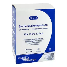 MULLKOMPRESSEN 10x10 cm steril 12 katlı, 10X10 adet