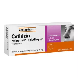 CETIRIZIN-alerjiler için ratiopharm 10 mg film kaplı tablet, 20 adet