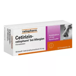 CETIRIZIN-alerjiler için ratiopharm 10 mg film kaplı tablet, 50 adet