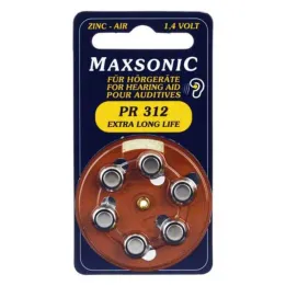 İşitme cihazları için piller Maxsonic PR312, 6 adet