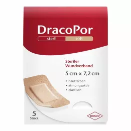 DRACOPOR Yara örtüsü 5x7,2 cm steril ten rengi, 5 adet