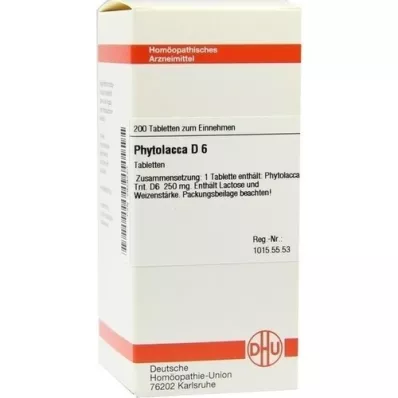 PHYTOLACCA D 6 tablet, 200 adet PHYTOLACCA D 6 tablet, 200 adet