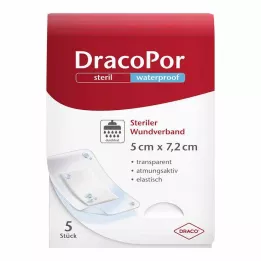 DRACOPOR su geçirmez yara pansumanı 5x7,2 cm steril, 5 adet