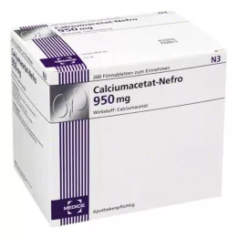 CALCIUMACETAT NEFRO 950 mg film kaplı tabletler, 200 adet