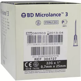BD MICROLANCE Kanül 22 G 1 0,7x25 mm, 100 adet