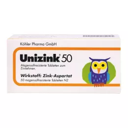 UNIZINK 50 mideye dayanıklı tablet, 50 adet