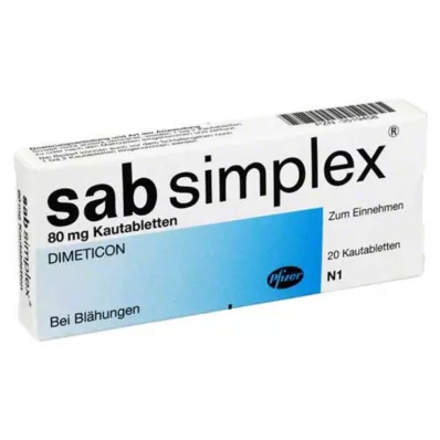 SAB simpleks çiğneme tabletleri, 20 adet SAB simpleks çiğneme tabletleri, 20 adet