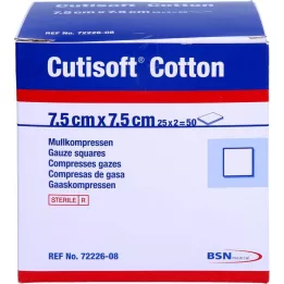CUTISOFT Pamuk karışımı 7,5x7,5 cm ster.12 kat, 25X2 adet