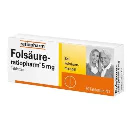 FOLSÄURE-RATIOPHARM 5 mg tabletler, 20 adet
