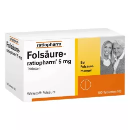 FOLSÄURE-RATIOPHARM 5 mg tabletler, 100 adet