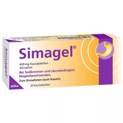 SIMAGEL Çiğnenebilir tabletler, 20 adet SIMAGEL Çiğnenebilir tabletler, 20 adet