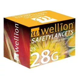 WELLION Safetylancets 28 G Güvenlik tek kullanımlık lansetler, 25 adet