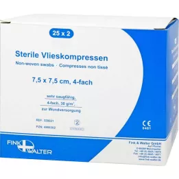 VLIESKOMPRESSEN 7,5x7,5 cm steril 4 katlı, 25X2 adet