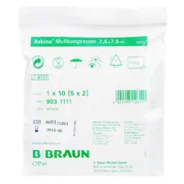ASKINA Gazlı bez kompresleri 7,5x7,5 cm steril, 5X2 adet