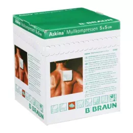 ASKINA Gazlı bez kompresleri 5x5 cm steril 8 katlı, 25X2 adet