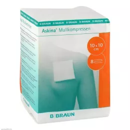 ASKINA Gazlı bez kompresler 10x10 cm steril olmayan 8 katlı, 100 adet