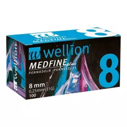 WELLION MEDFINE artı kalem iğneleri 8 mm, 100 adet