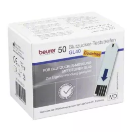 BEURER GL40 kan şekeri test şeritleri, 50 adet