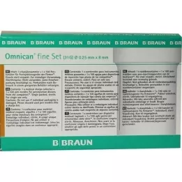 OMNICAN ince ayarlı kalem kanülü 0,25x8 mm 100 adet, 1 adet
