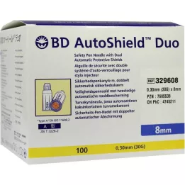 BD AUTOSHIELD Duo Güvenlik Kalem İğneleri 8 mm, 100 adet