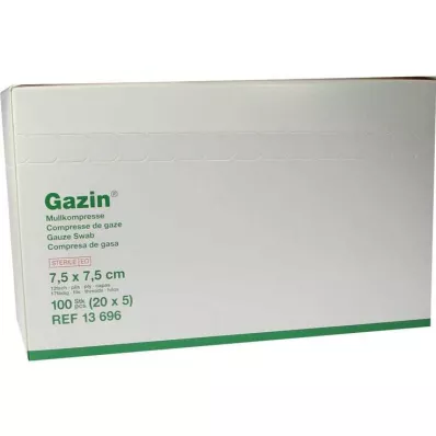 GAZIN Gazlı bez komp. 7,5x7,5 cm steril 12 katlı ortam, 20X5 adet GAZIN Gazlı bez komp. 7,5x7,5 cm steril 12 katlı ortam, 20X5 adet