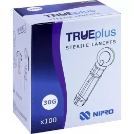 TRUEPLUS steril lansetler 30G, 100 adet