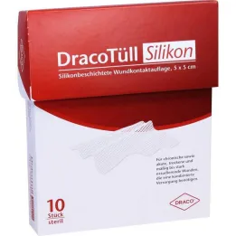 Dracotull Sil.5x5 cm silikona dayanıklı yara kontrolü.Baskı, 10 adet