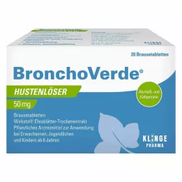 BRONCHOVERDE Öksürük Balgam Söktürücü 50 mg Efervesan Tablet, 20 adet