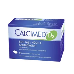 CALCIMED D3 600 mg/400 I.E. çiğnenebilir tabletler, 96 adet