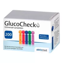 GLUCOCHECK Lansetler Evrensel, 200 adet