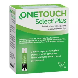 ONE TOUCH Select Plus kan şekeri test şeritleri, 50 adet