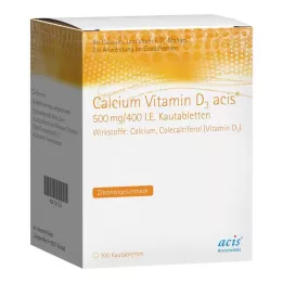 CALCIUM VITAMIN D3 acis 500 mg/400 I.E. çiğnenebilir tabletler, 100 adet