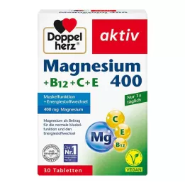 DOPPELHERZ Magnezyum 400+B12+C+E tabletler, 30 adet