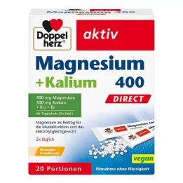 DOPPELHERZ Magnezyum+Potasyum DIRECT Porsiyon poşetleri, 20 adet