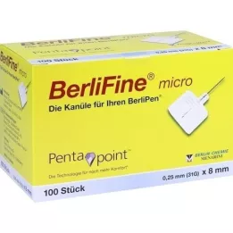 BERLIFINE mikro kanüller 0,25x8 mm, 100 adet